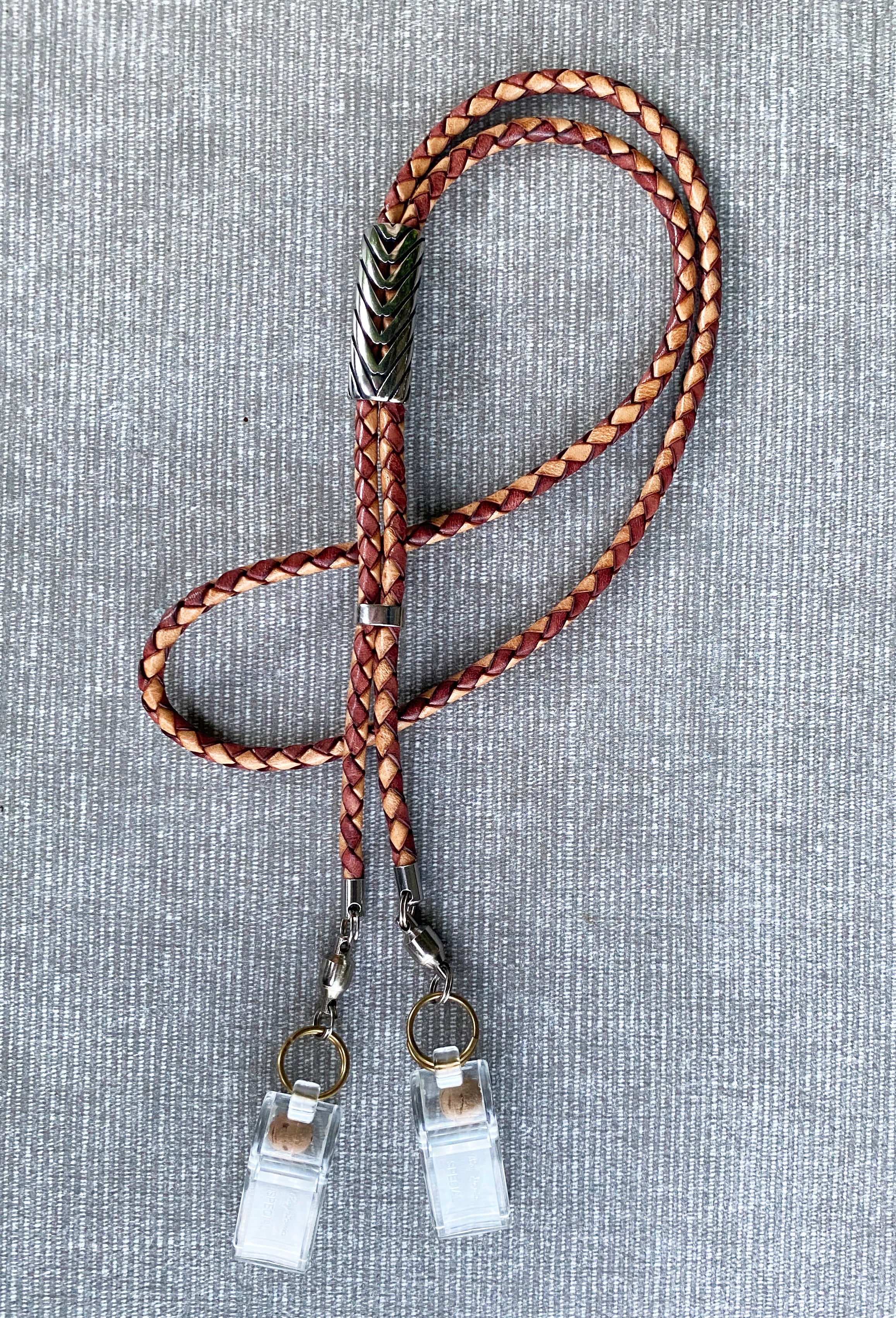 Waxed Leather Lanyard for 1 call and a whistle – Custom Call Lanyards